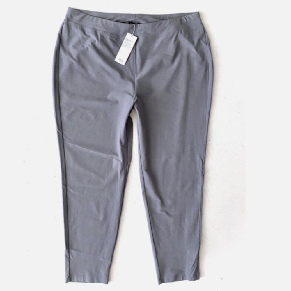 Eileen Fisher Nwt Washable Stretch Crepe Slim Ankle Pant Pants Steel XL